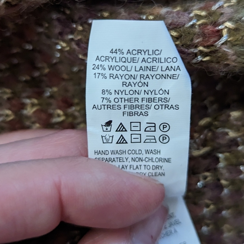 Lucky Brand Aztec Lurex Wool Blend Cardigan XL - Picture 12 of 15
